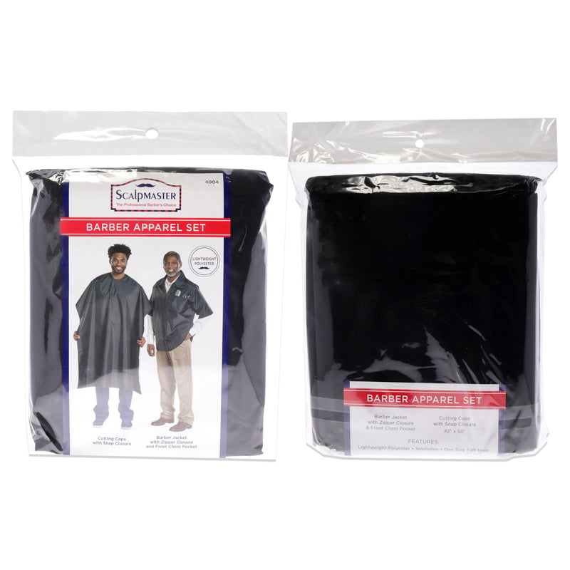 Scalpmaster Barber Jacket And Cutting Cap Black Unisex Gift Set