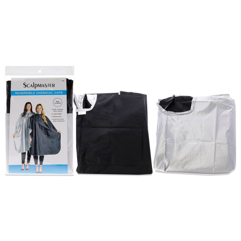 Scalpmaster Nylon Reversible Chemical Cape With Snap Closure Black-Sil Unisex Gift Set
