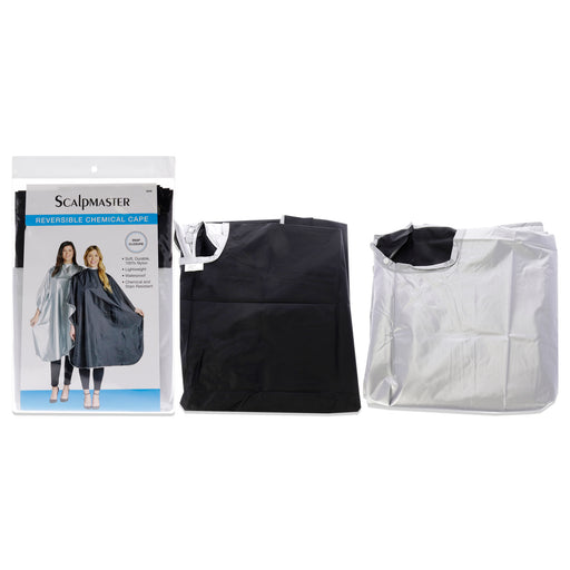 Scalpmaster Nylon Reversible Chemical Cape With Snap Closure Black-Sil Unisex Gift Set