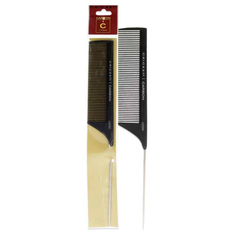 Carbon Comb Seamless Medium Tooth Pattern Metal Rattail - C55M by Cricket for Unisex - 1 Pc Comb