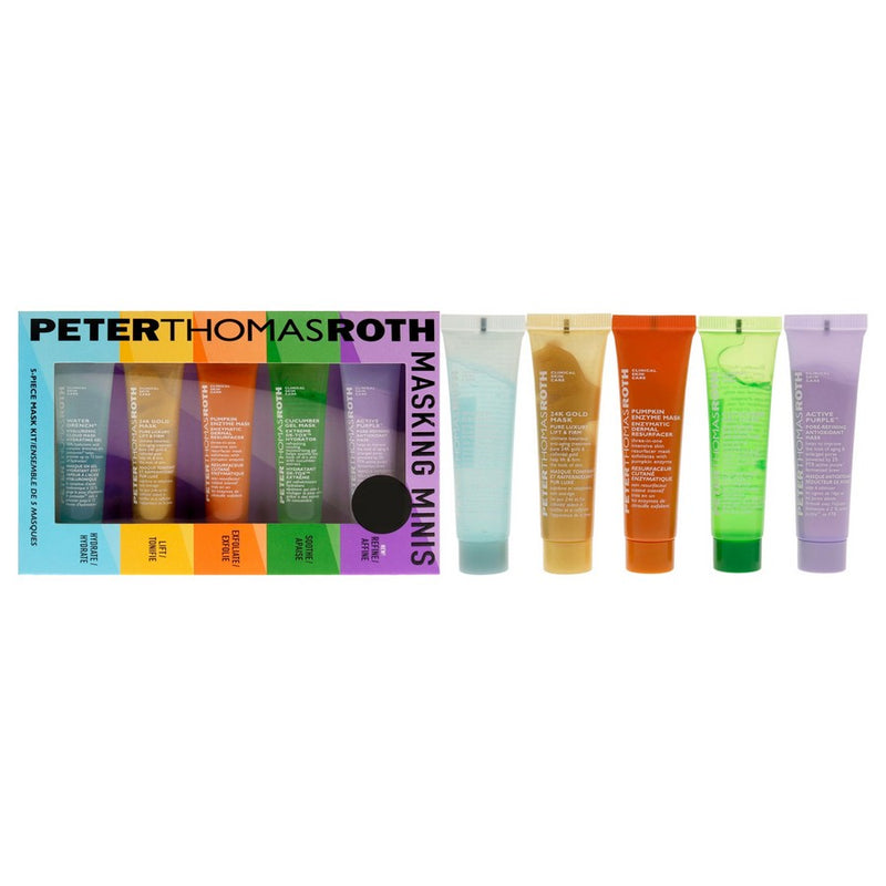 Masking Minis Kit by Peter Thomas Roth for Unisex - 5 Pc 0.47oz Active Purple Mask, 0.47oz Cucumber Gel Mask, 0.47oz Pumpkin Enzyme Mask, 0.47oz 24K Gold Mak, 0.47oz Water Drench Hydrating Gel