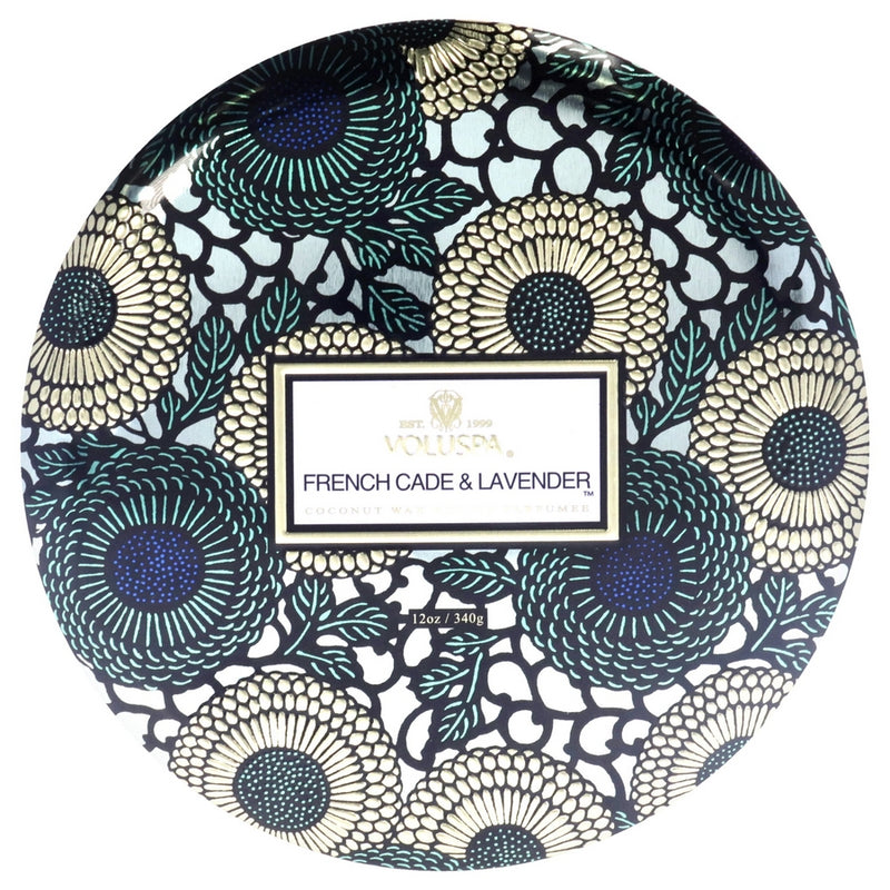 Japonica Collection 3 Wick Tin Candle - French Cade and Lavender by Voluspa for Unisex - 12 oz Candle