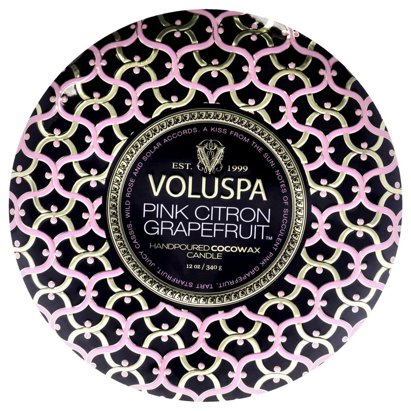 Maison Noir Collection 3 Wick Tin Candle - Pink Citron Grapefruit by Voluspa for Unisex - 12 oz Candle