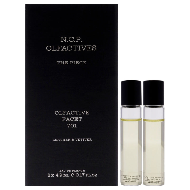The Piece - Silver by NCP for Unisex - 3 Pc 2 x 4.9ml Olfactive Facet -701 Leather and Vetiver EDP Roll On, Necklace