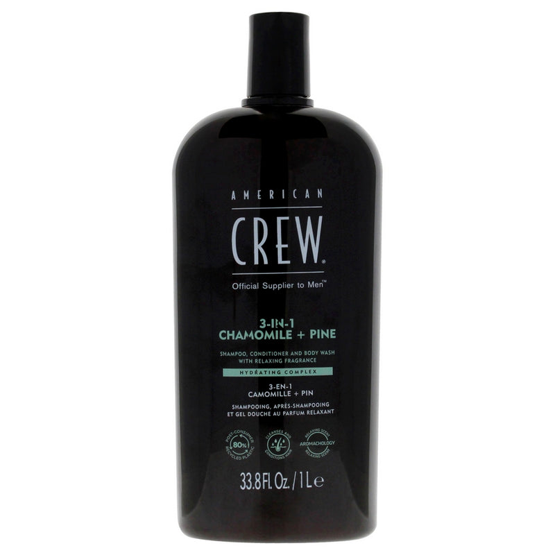 3-In-1 Chamoline Plus Pine by American Crew for Men - 33.8 oz Shampoo, Conditioner and Body Wash