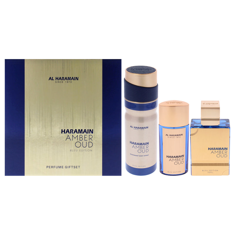 Al Haramain Amber Oud Bleu (h B)3pc ( Body ) Unisex Eau De Parfum Gift Set