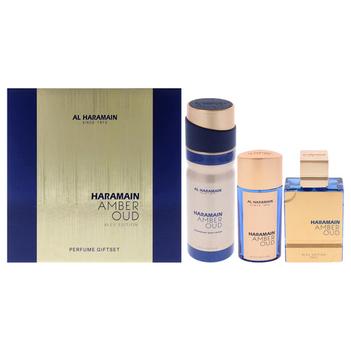 Al Haramain Amber Oud Bleu (h B)3pc ( Body ) Unisex Eau De Parfum Gift Set
