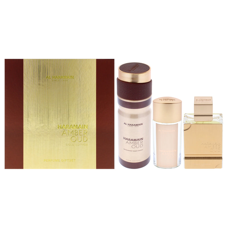 Al Haramain Amber Oud Gold (h B)(li Free)3pc ( Body ) Unisex Eau De Parfum Gift Set
