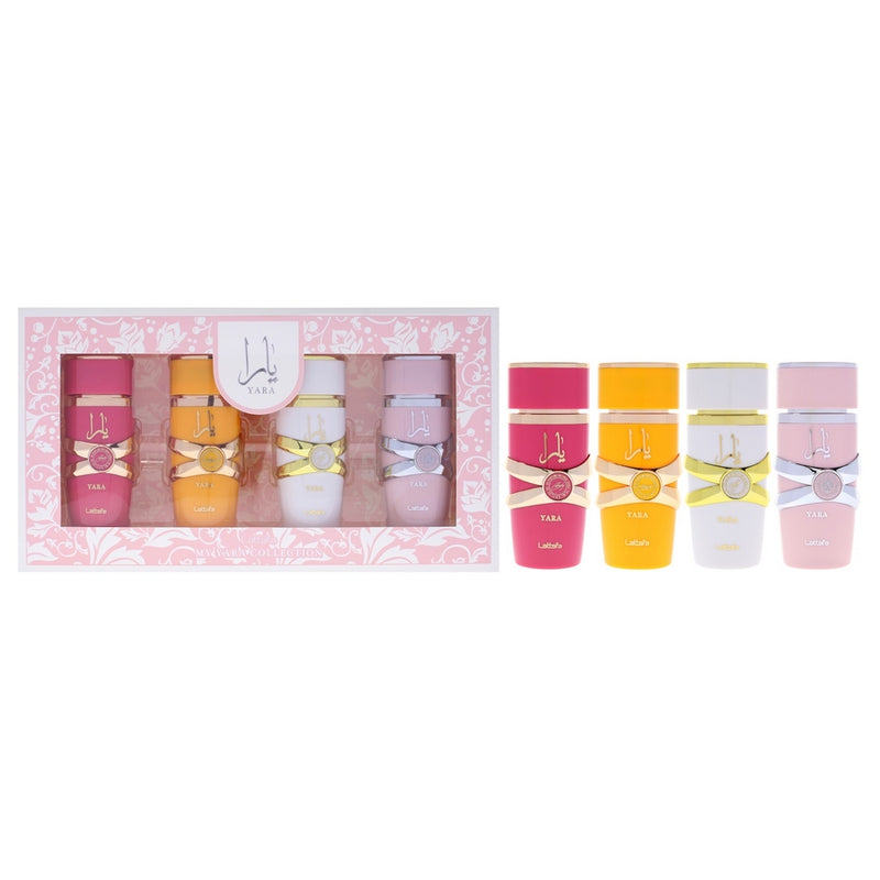 My Yara Collection By Lattafa For Women - 4 Pc Gift Set 0.84Oz Yara Candy Edp Spray, 0.84Oz Yara Tous Edp Spray, 0.84Oz Yara Moi Edp Spray, 0.84Oz Yara Edp Spray