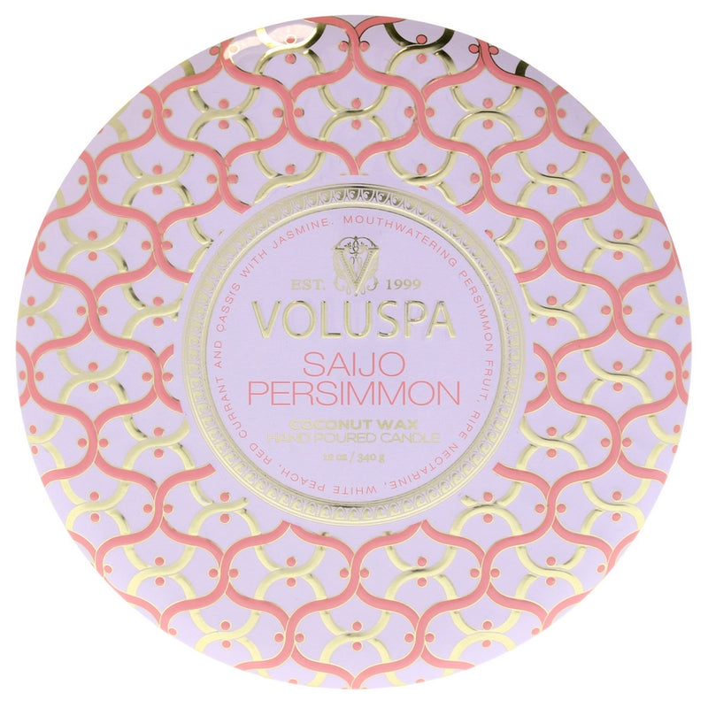 Maison Blanc Collection 3 Wick Tin Candle - Saijo Persimmon by Voluspa for Unisex - 12 oz Candle