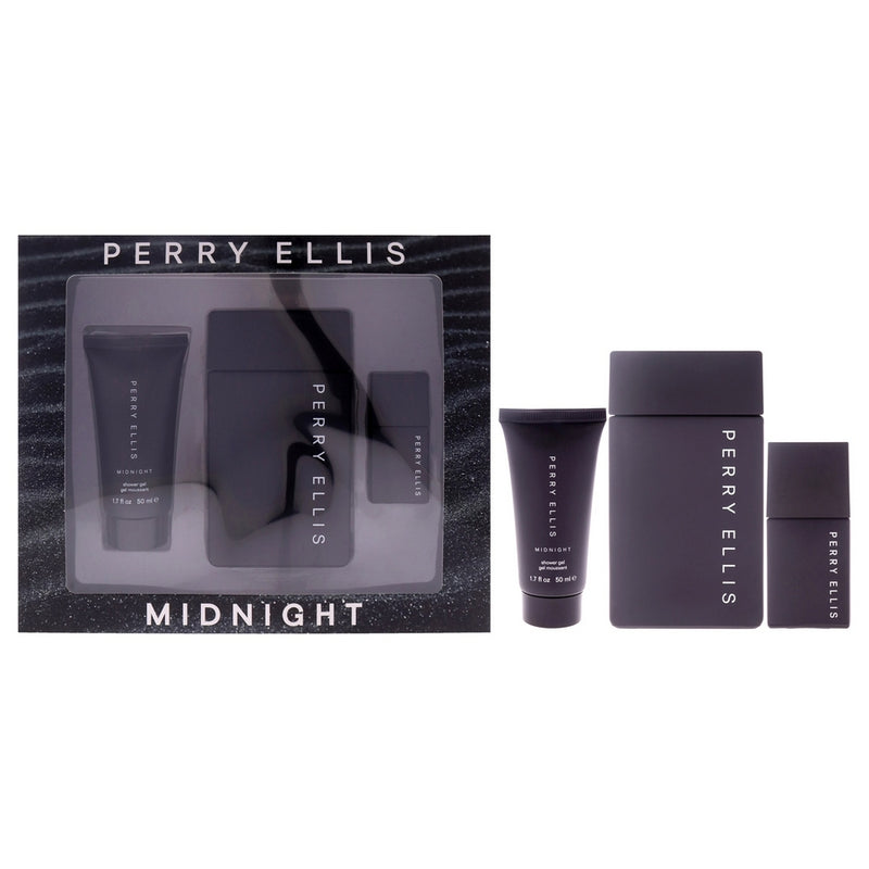 Midnight by Perry Ellis for Men - 3 Pc Gift Set 3.4oz EDT Spray, 0.25oz EDT Spray (Mini), 1.7oz Shower Gel
