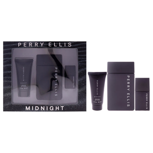 Perry Ellis Midnight (w B)3pc ( Shower Gel ) Men's Eau De Toilette Gift Set