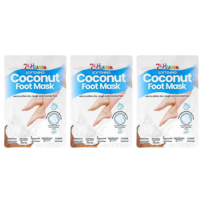 Softening Coconut Foot Mask Multipak by 7th Heaven for Women - 3 Pair Mask