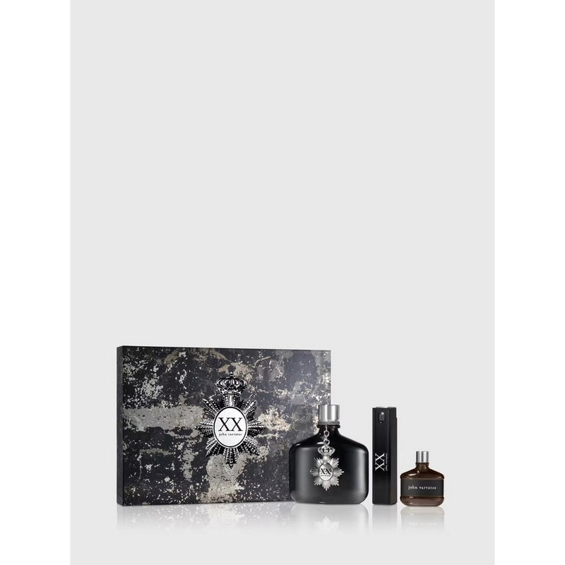 John Varvatos Xx 3 Pcs Set For Men: 4.2 Eau De Toilette Spray + 0.57 Eau De Toilette Spray + 0.5 Eau De Toilette Mini