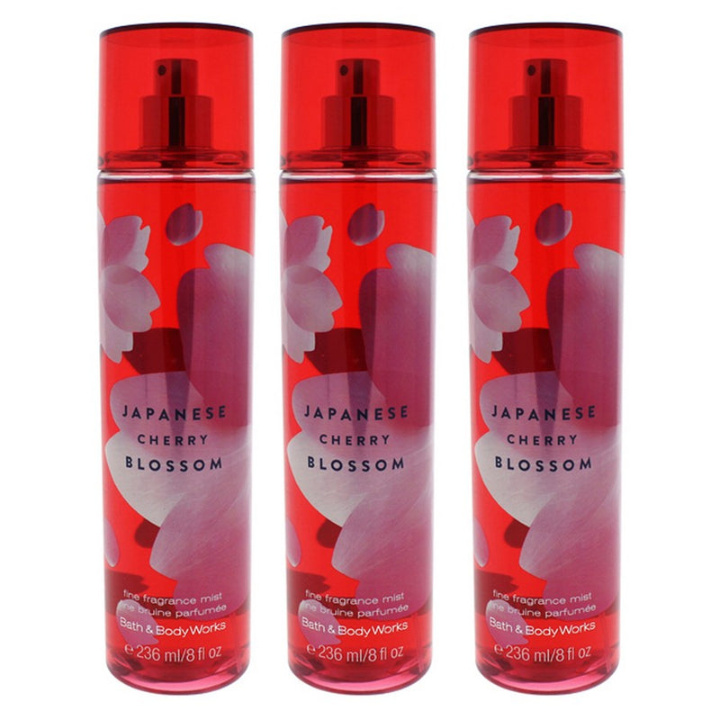 Japanese Cherry Blossom by Bath and Body Works for Women - 8 oz  Fragrance Mist - Pack of 3