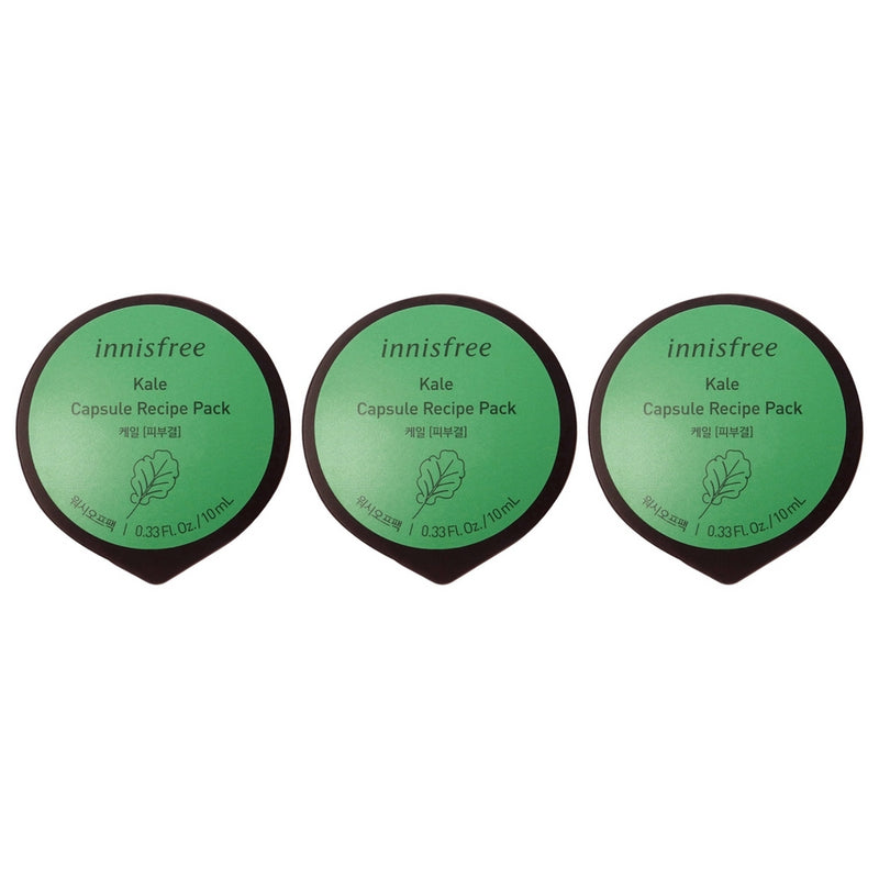 Capsule Recipe Pack Mask - Kale by Innisfree for Unisex - 0.33 oz Mask - Pack of 3