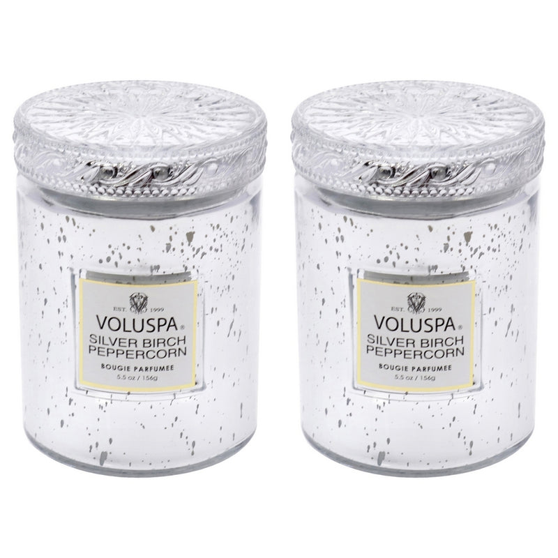 Japonica Collection Small - Silver Birch Peppercorn by Voluspa for Unisex - 2 x 5.5 oz Candle