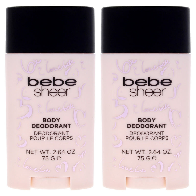 Bebe Sheer by Bebe for Women - 2.8 oz Deodorant Stick - Pack of 2