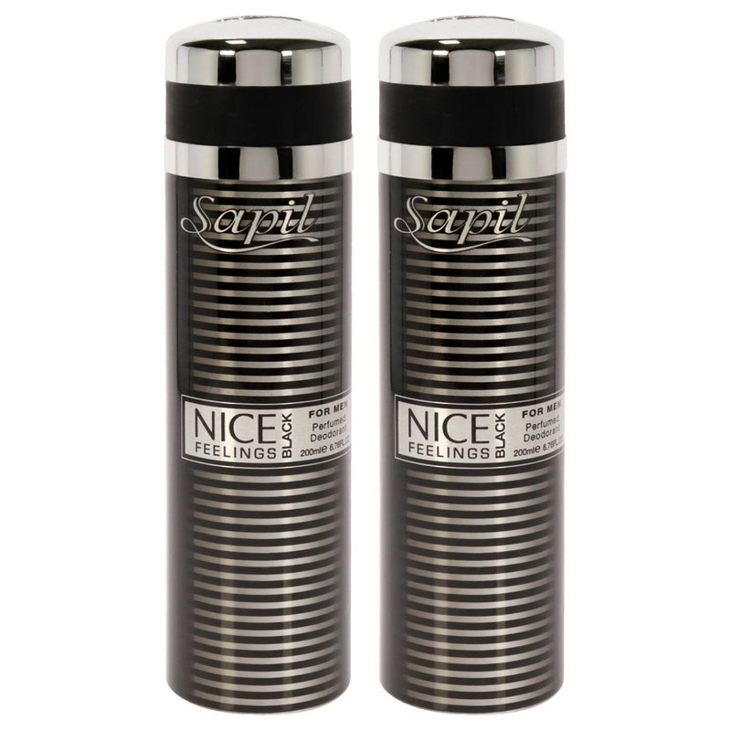 Nice Feelings Black by Sapil for Men - 6.76 oz Deodorant Spray - Pack of 2