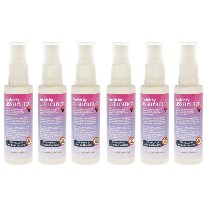 Sanivir Hand Sanitizer Solution by Assurance for Unisex - 2.5 oz Hand Sanitizer - Pack of 6