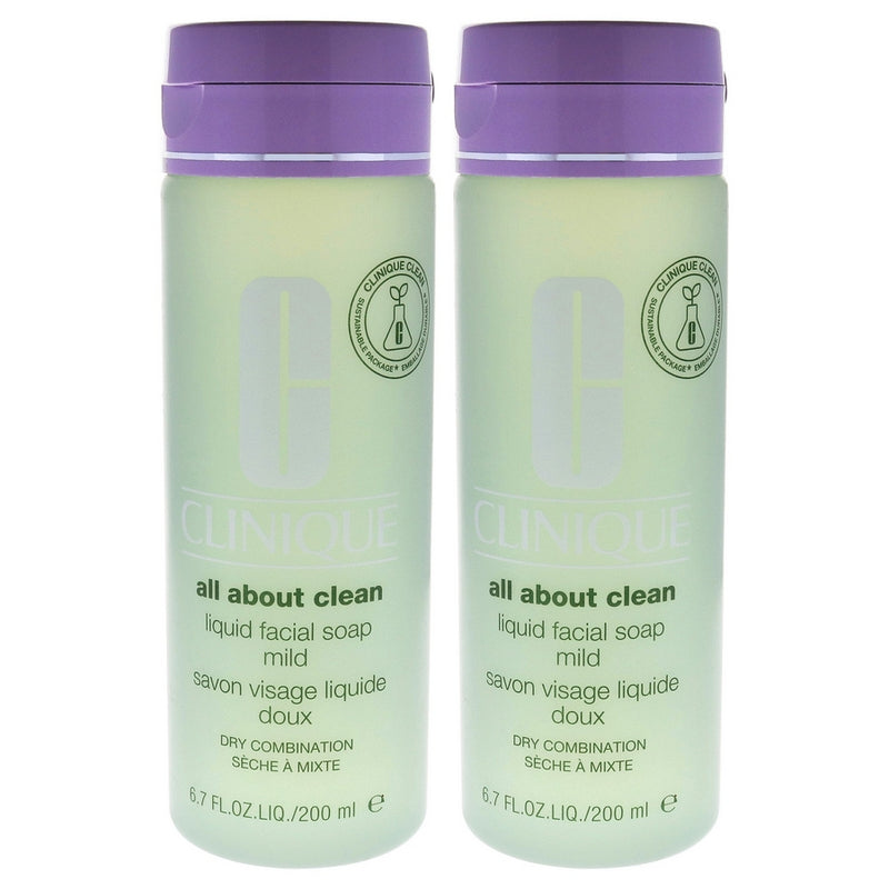 All About Clean Liquid Facial Soap Mild by Clinique for Unisex - 6.7 oz Soap - Pack of 2