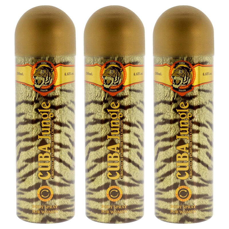 Cuba Jungle Tiger by Cuba for Women - 6.6 oz Body Spray - Pack of 3