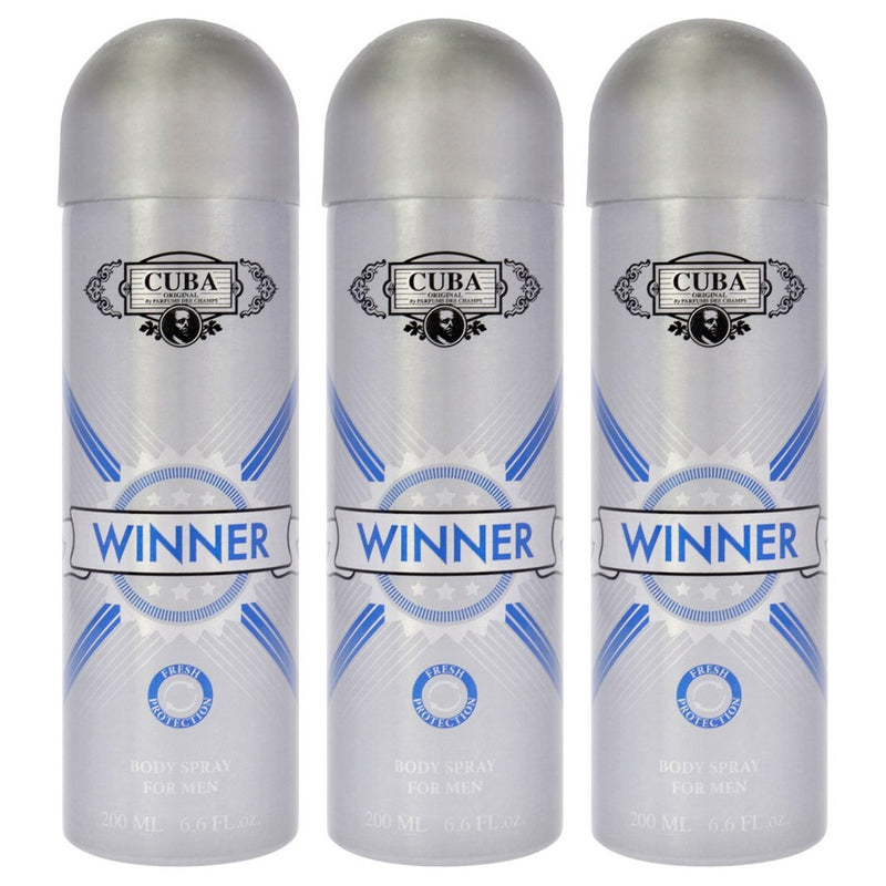 Cuba Winner by Cuba for Men - 6.6 oz Body Spray - Pack of 3