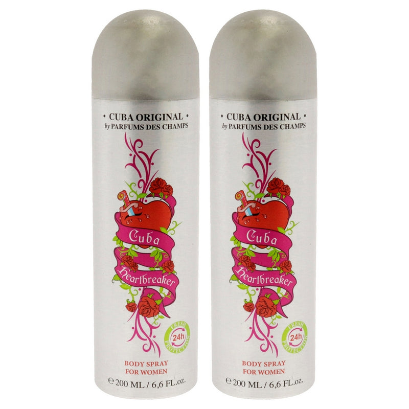 Cuba Heartbreaker by Cuba for Women - 6.6 oz Body Spray - Pack of 2