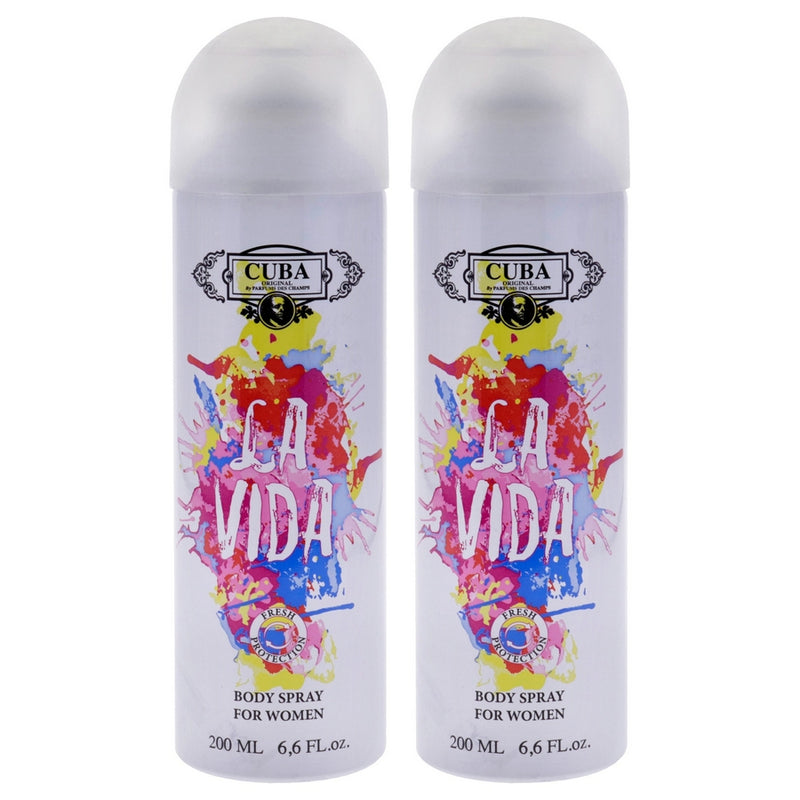 La Vida by Cuba for Women - 6.6 oz Body Spray - Pack of 2