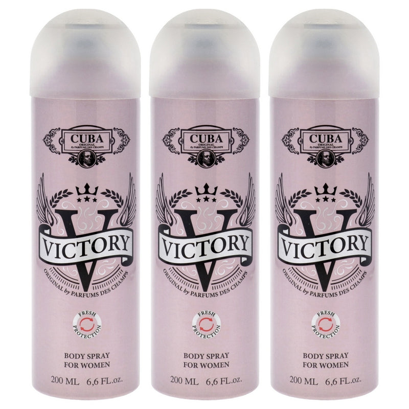 Victory by Cuba for Women - 6.6 oz Body Spray - Pack of 3