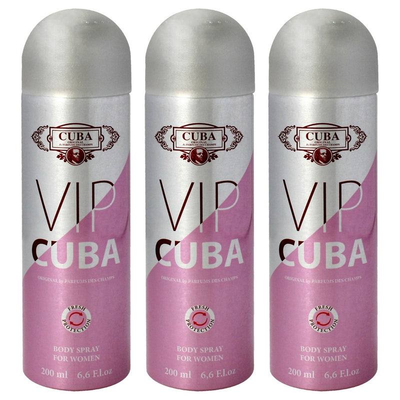 VIP by Cuba for Women - 6.6 oz Body Spray - Pack of 3