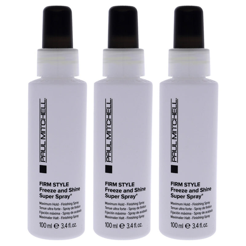 Firm Style Freeze and Shine Super Spray by Paul Mitchell for Unisex - 3.4 oz Hair Spray - Pack of 3