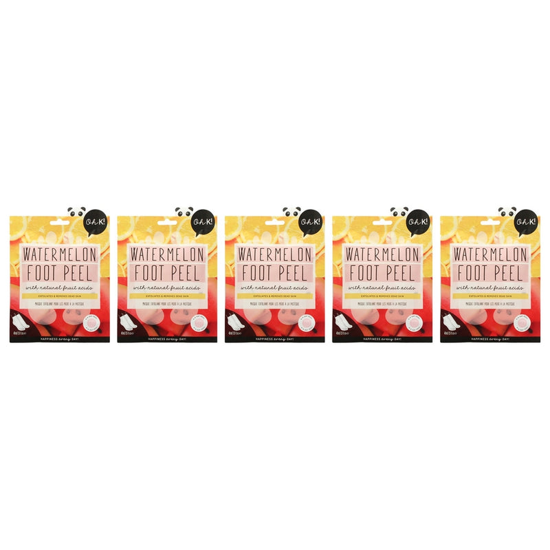Jelly Foot Peel - Watermelon by Oh K! for Unisex - 1 Pair Mask - Pack of 5