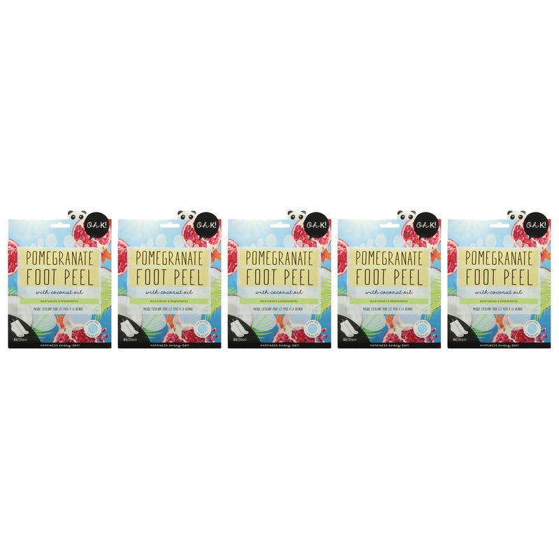Jelly Foot Peel - Pomegranate by Oh K! for Unisex - 1 Pair Mask - Pack of 5