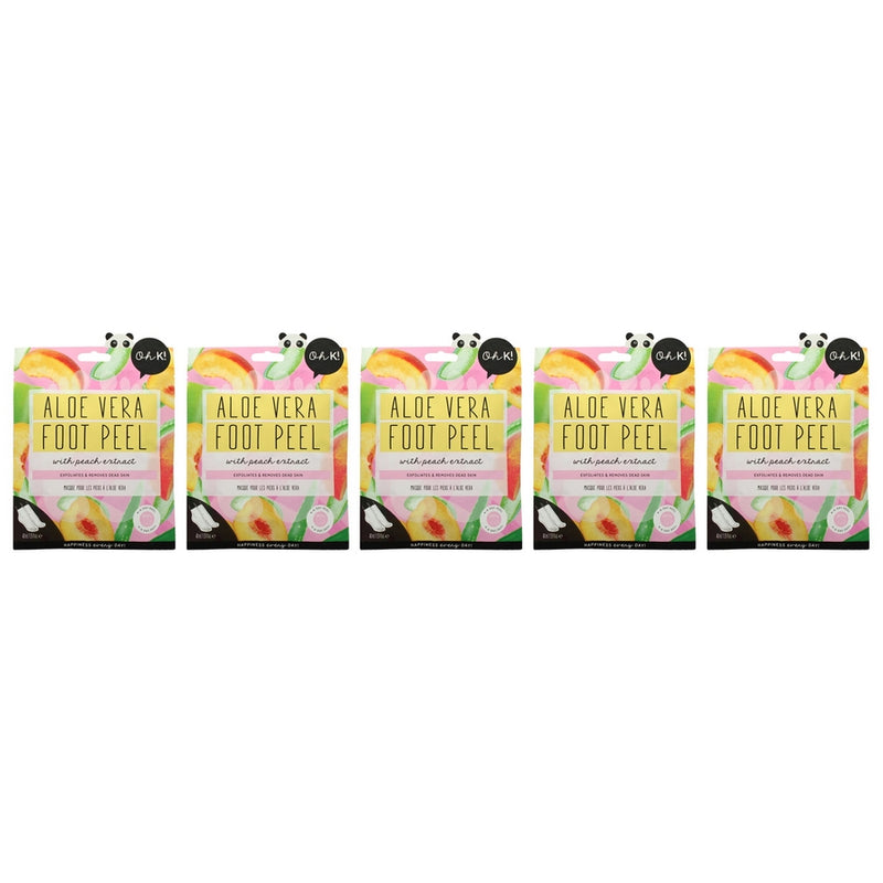 Jelly Foot Peel - Aloe Vera by Oh K! for Unisex - 1 Pair Mask - Pack of 5