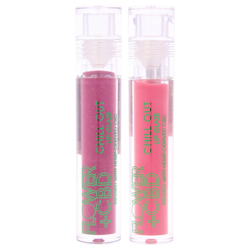 CBD Chill Out Lip Glaze Kit by Flower Beauty for Women - 2 Pc Kit 1.8oz Lip Gloss - 25 Zen, 1.8oz Lip Gloss - Unwind