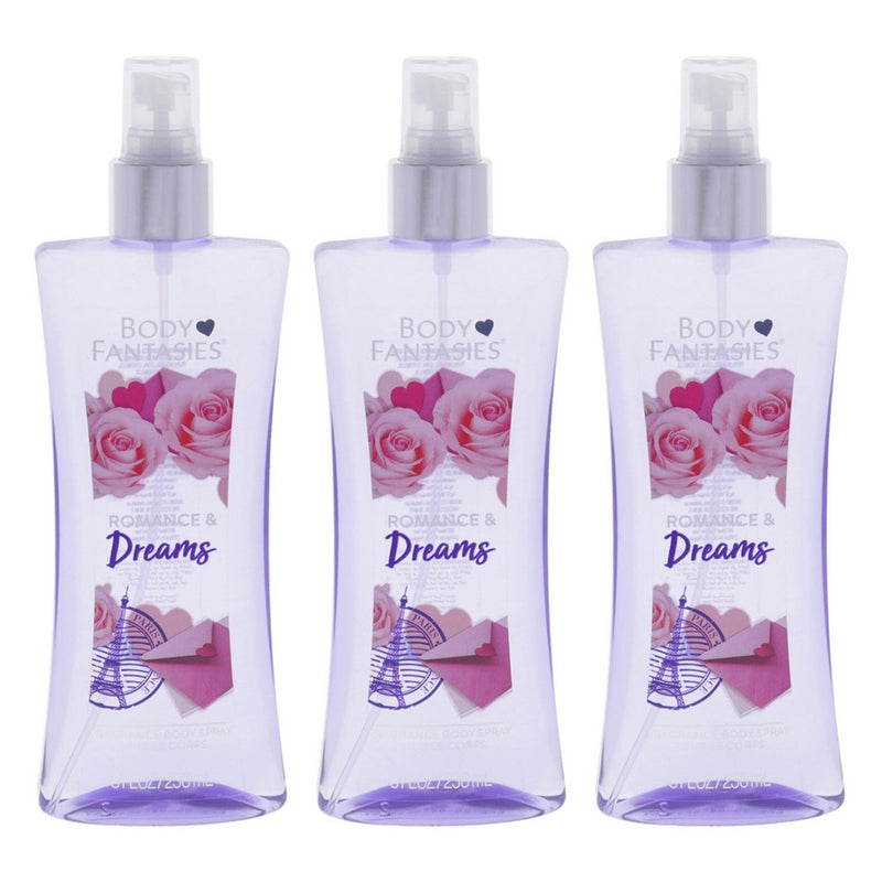 Romance and Dreams by Body Fantasies for Women - 8 oz Body Spray - Pack of 3