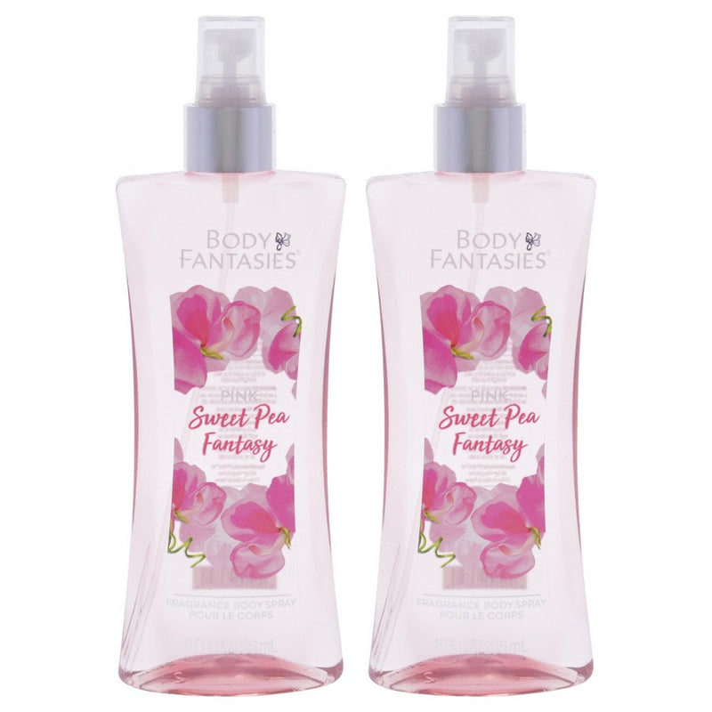 Pink Sweet Pea Fantasy by Body Fantasies for Women - 8 oz Body Spray - Pack of 2