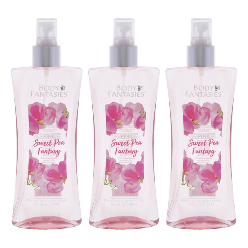 Pink Sweet Pea Fantasy by Body Fantasies for Women - 8 oz Body Spray - Pack of 3