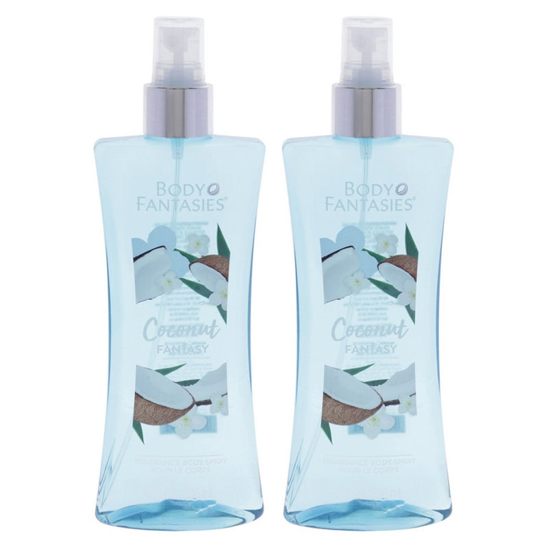 Coconut Fantasy by Body Fantasies for Women - 8 oz Body Spray - Pack of 2