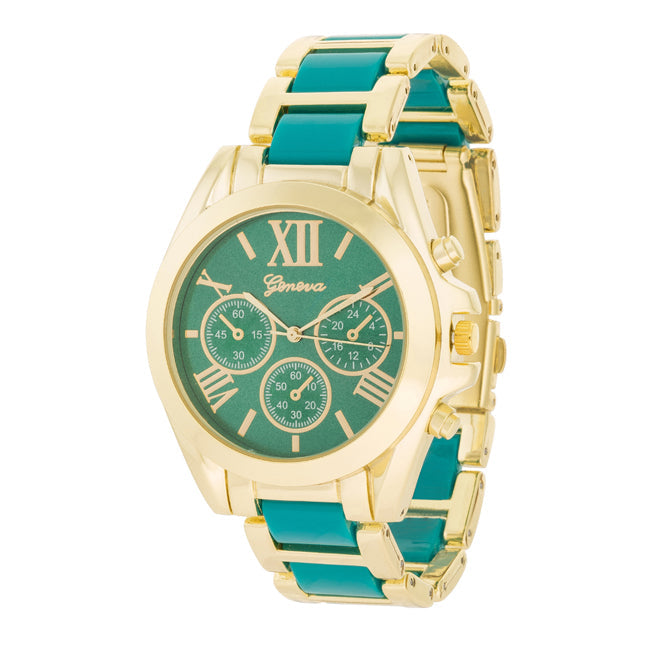 ShineHigh Teal Gold Watch