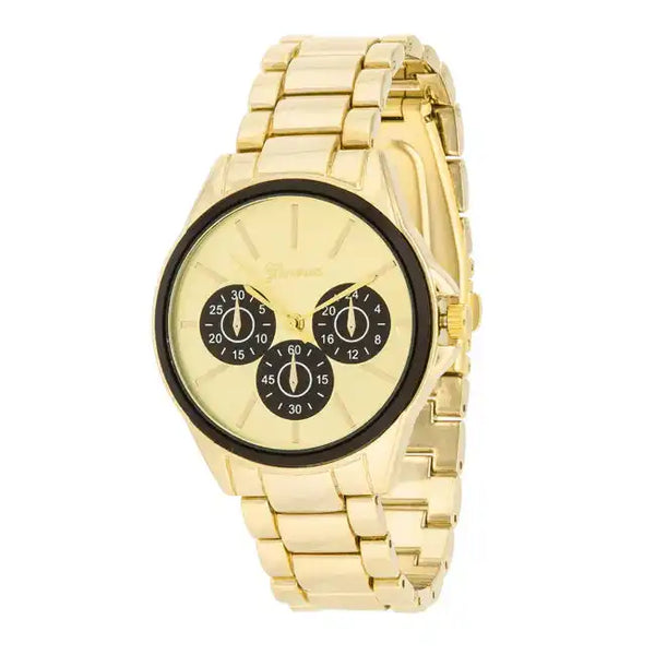 Jam Tangan Logam Emas ShineHigh Chrono