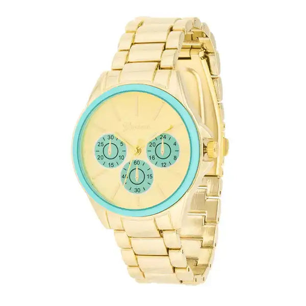 Jam Tangan Logam Emas ShineHigh Chrono