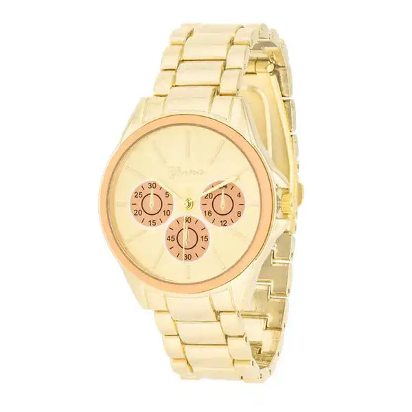 Jam Tangan Logam Emas ShineHigh Chrono