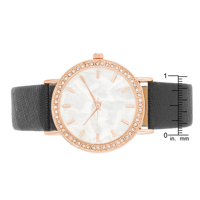 ShineHigh Rose Gold Shell Pearl Watch With Crystals