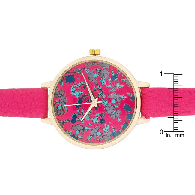 ShineHigh Gold Watch With Floral Print Dial