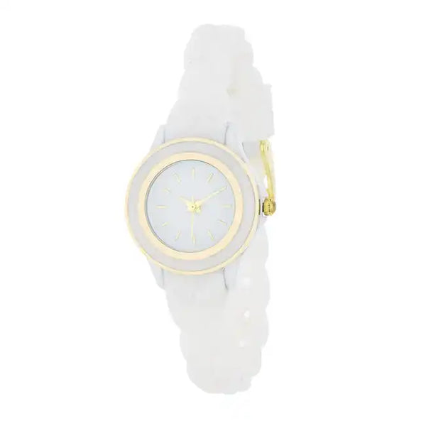 ShineHigh Carmen Braided Ladylike Watch Dengan Tali Karet Putih