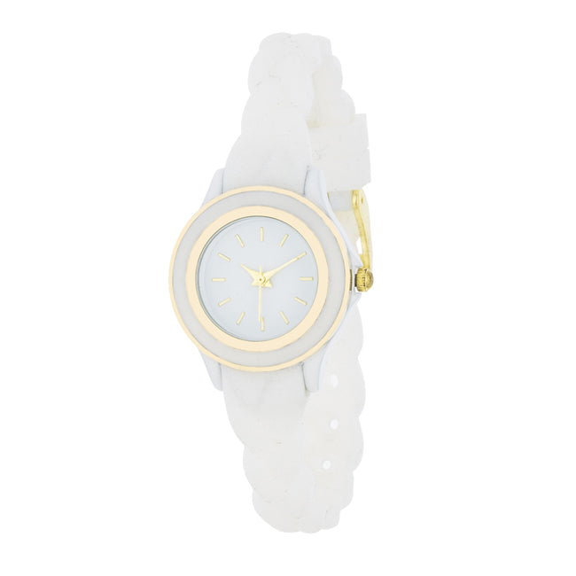 ShineHigh Carmen Braided Ladylike Watch With White Rubber Strap