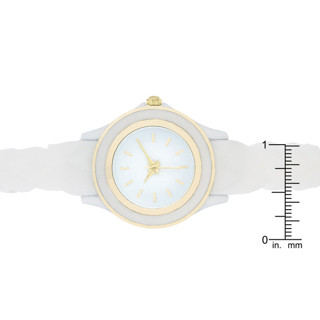 ShineHigh Carmen Braided Ladylike Watch With White Rubber Strap
