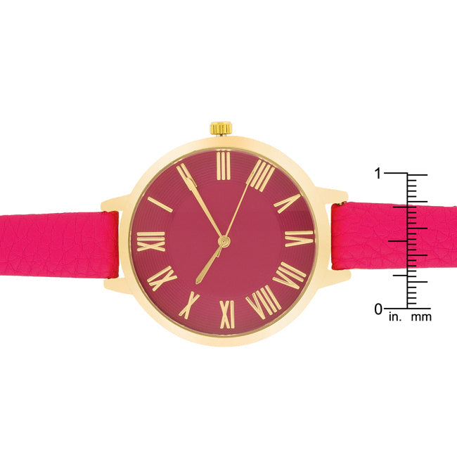 ShineHigh Gold Watch With Pink Leather Strap
